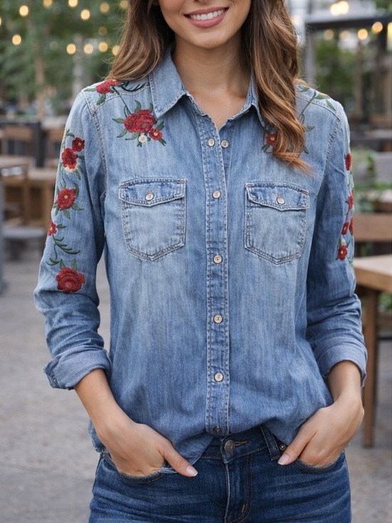 Mavi Tops - 🔴SOLD🔴Mavi Embroidered Denim Shirts